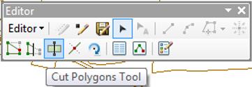 7. Editing tools. Splitting Polygon Features Start an Edit Session. Use the Edit Tool to select the polygon you want to cut or split, so that it is highlighted blue.