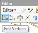 Select the feature that you want to modify (lines or polygons) with the edit tool. Click on Edit Vertices in the Editor toolbar.