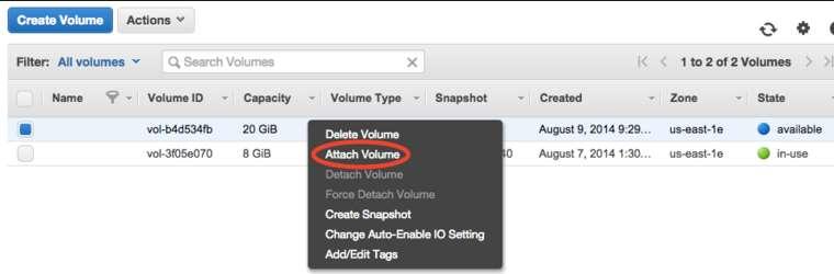 If there is requirement for more storage, change the storage size in the Size field. Select the Yes Create button. Step 3: Attach EBS Volume to an Instance using the following steps.