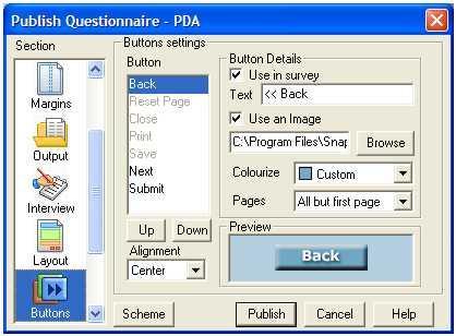 OTHER NEAT FEATURES 1. Changing Buttons and Adding a Progress Bar The type and style of the buttons of your pages are defined in the Questionnaire Properties dialog.