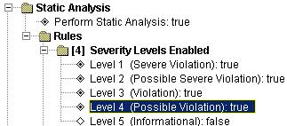 Lesson 2 - Performing Static Analysis You can also enable/disable severity categories at the class and project level.