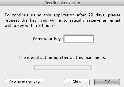You might be asked to enter an Administrator Username and Password to install Readiris. You are prompted to enter the serial number.
