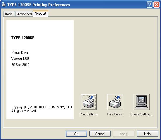 Printing Support tab 1 1 1 2 3 Print Settings (1) This will print the pages that show how the internal settings of the printer have been configured.