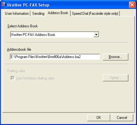 PC-FAX Software (SP 1200SF only) Address Book 5 If Outlook or Outlook Express is installed on your PC, you can choose in the Address Book tab which address book to use for PC-FAX sending.