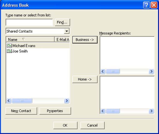 For the address book file, you must enter the path and file name of the database file which contains the address book information. Click the Browse button to choose the database file.