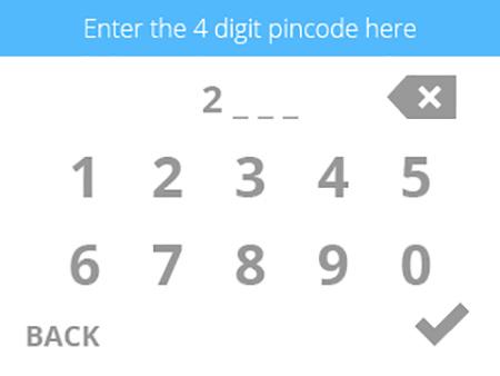 9. Enter the 4-digit activation code into the printer and select the checkmark