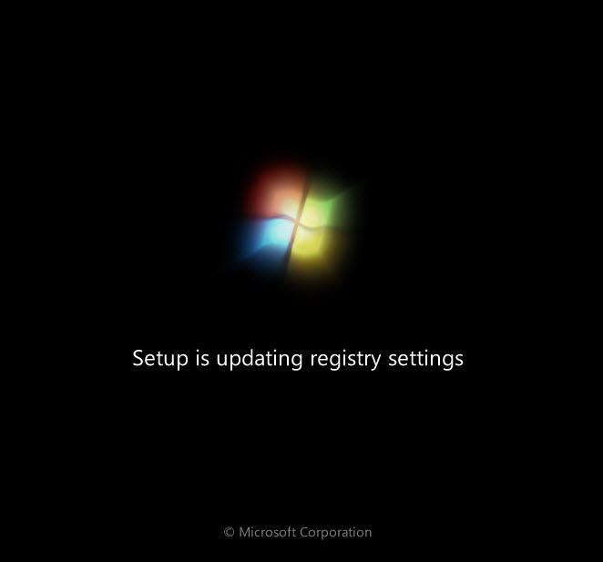d. The Setup is updating registry settings screen