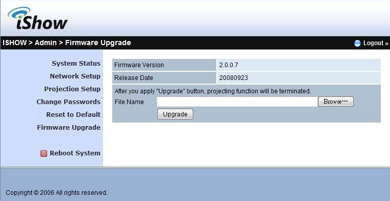 Firmware Upgrade *** Click [Firmware Upgrade] button to upgrade firmware.