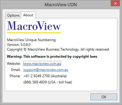 5. Getting Help 5.1 What Version? 5.1.1 MacroView UDN Server Navigate to Central Administration -> Service Application -> MacroView UDN Service Application.