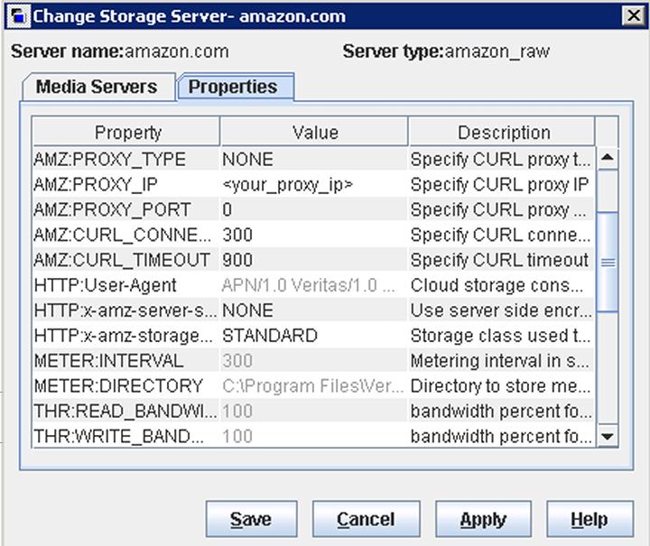 Changing cloud storage server properties 76 4 In the Change Storage Server dialog box, select the Properties tab.