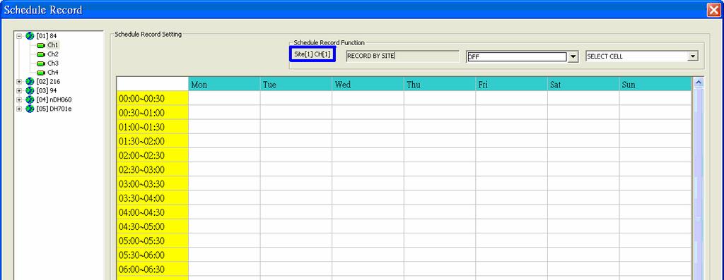 7.14 Schedule Record Function The user can schedule specific time to record the videos to the local computer.