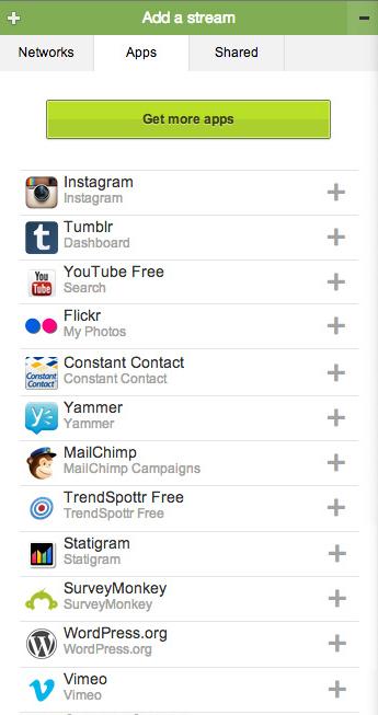 Add Apps to your Dashboard The App Directory lets you to add extra functionality to your Hootsuite dashboard.