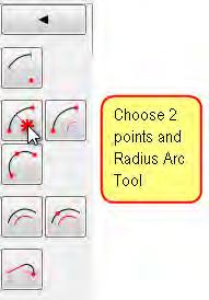 Move/Copy Function Fig 7 Fig 7a Use the Zoom Out magnifier to see beyond the ends of the lines. Choose the Arc Tool (Fig 7), and choose the 2 Points & Radius Arc tool. (Fig 7a).