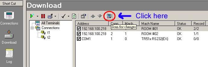 View the [Status] column to get the scanning result. If the [Multiple Link] of connection settings is selected, the connected slave terminal(s) will be displayed on the list view.