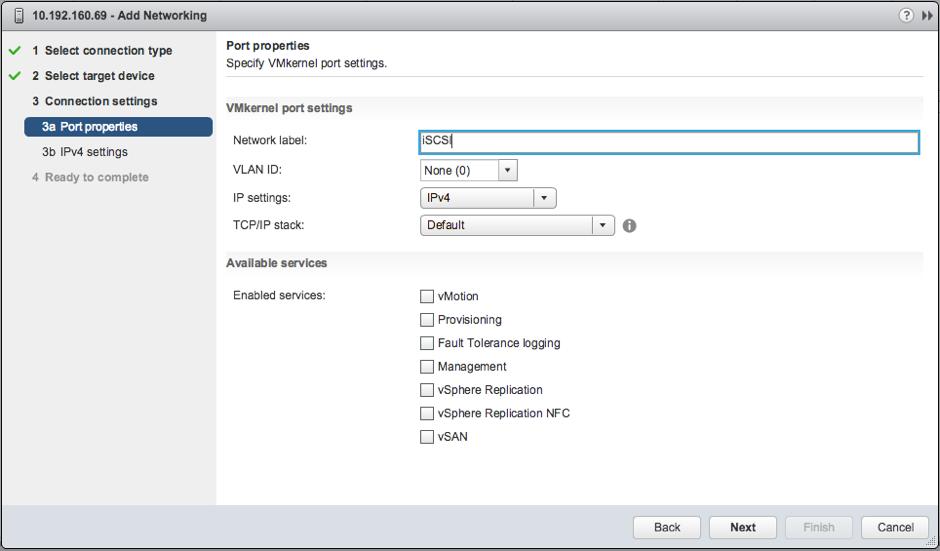 7.1 iscsi Datastore Provisioning Steps Before a vsphere host can utilize iscsi storage, the following configuration steps must be taken: Create a new VMkernel port group for IP storage on an already