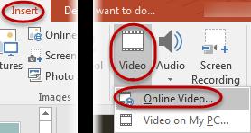 Insert a YouTube video To Insert a YouTube video into your Presentation, from the View