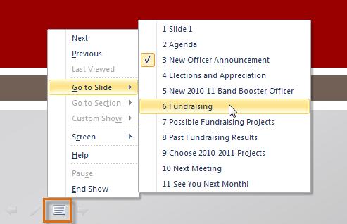 Erase Markings in a Presentation Step 1: Hover and click on the pen menu option in the bottom left of your screen.