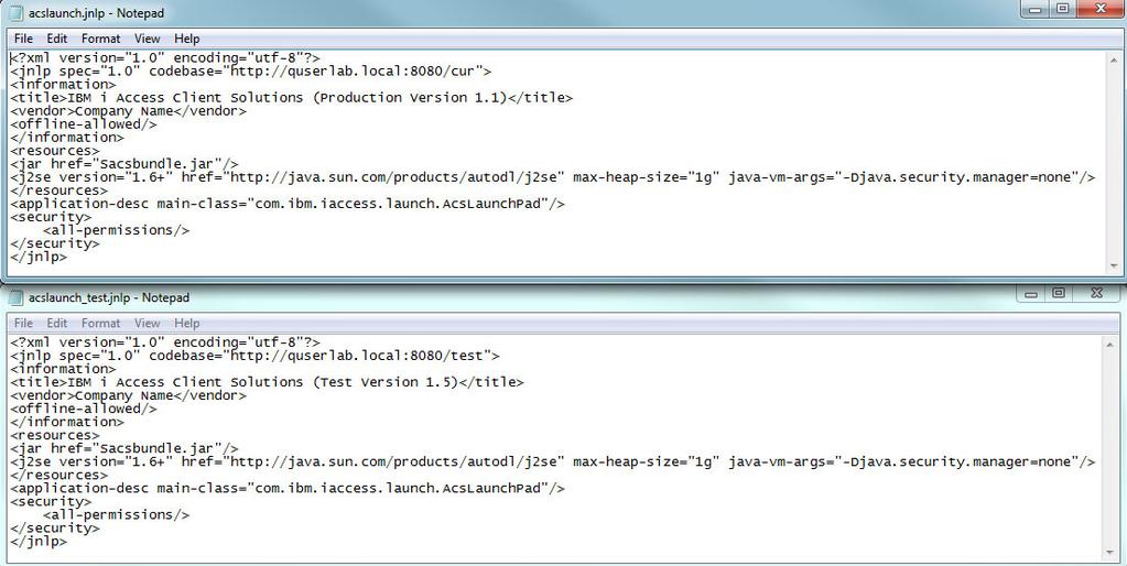 <j2se version="1.6+" href="http://java.sun.com/products/autodl/j2se" max-heap-size="1g" java-vm-args="-djava.security.manager=none"/> </resources> <application-desc main-class="com.ibm.iaccess.launch.