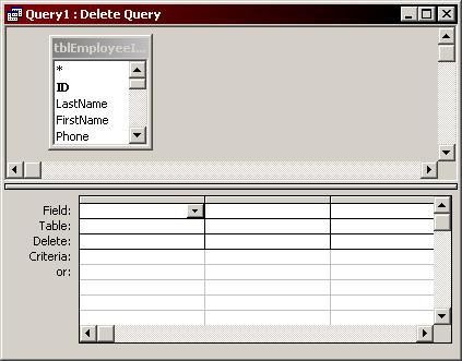 Chapter 5 Working with Action Queries Deleting Records with a Delete Query A delete query deletes a group of records from one or more tables based on the criteria established by the user.