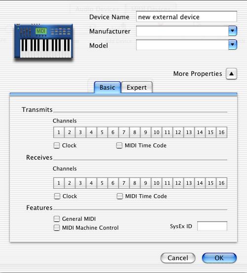 In this example, a controller keyboard is connected to the 828mkII s MIDI IN, and a sound module is connected to the 828mkII MIDI OUT.