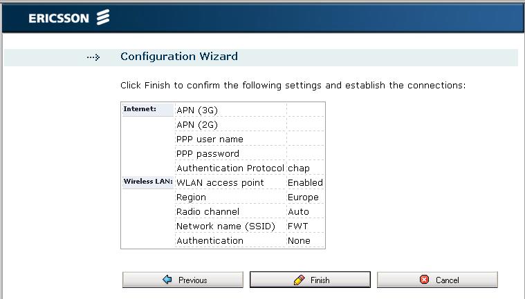 2.3.3.1 None If you select None, the last page of the wizard, where you can review and confirm your settings, is displayed: Figure 16 - Configuration Wizard Confirmation page To confirm the settings