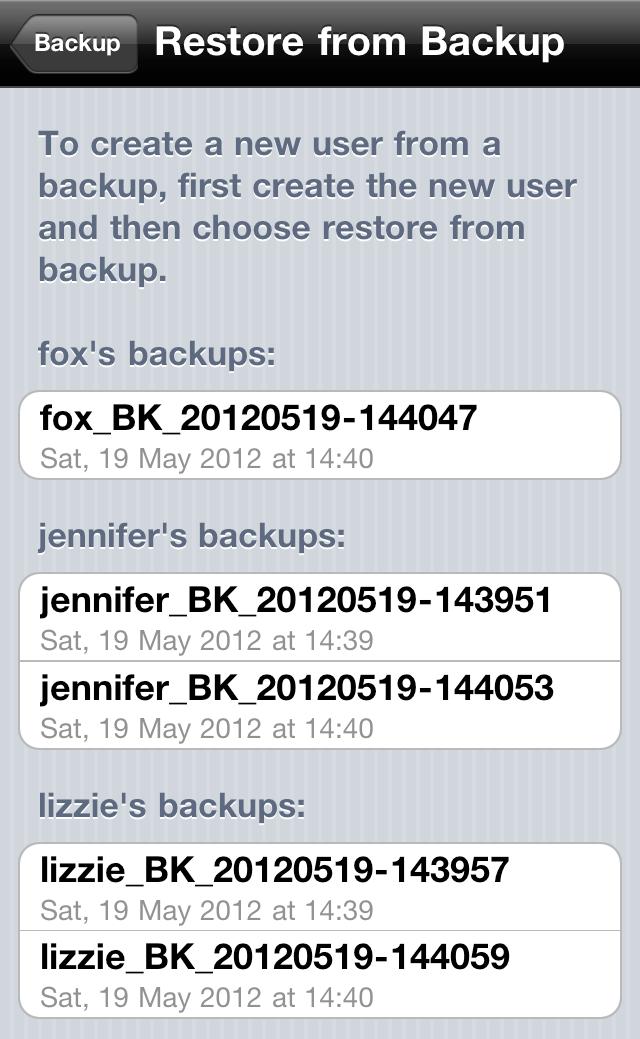 Save and Restore Backups using itunes File Sharing page 5/5 Importing Backups
