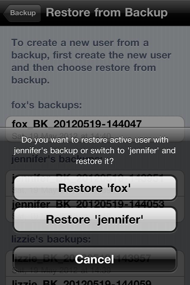 0, you have to import a backup from itunes File Sharing before you can restore