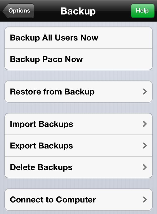 Under the itunes File Sharing section, tap the backup you wish to import.