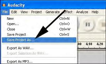 Exporting the audio file Save your audio file as