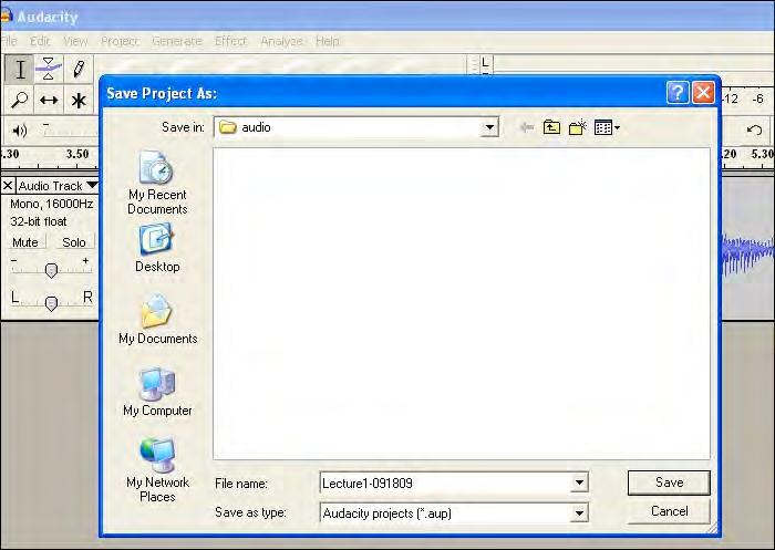 Click the File drop menu and select Save Project