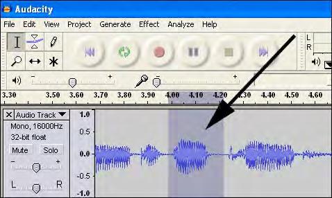 Editing Play the audio and listen for the beginning and end of the