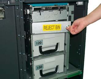 2.6 Emptying The Reject Bin 1 ) Using the Cash Cassette key, turn the reject bin key
