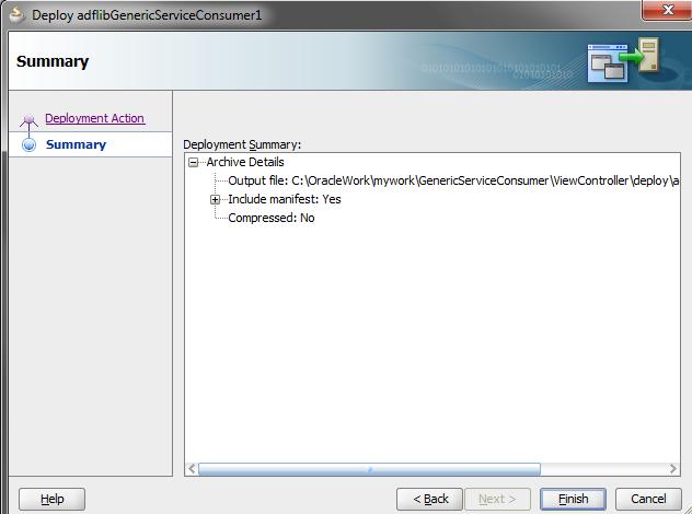 8. Validate the summary information, and then click Finish to create the JAR file.