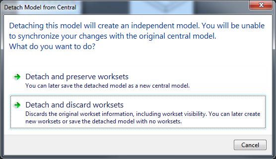 detaching the model from central file.
