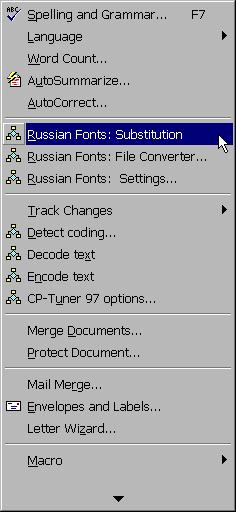 Font Assistant Operating Principles Substitution This function is used to substitute the non-standard fonts (not UNICODE compatible) used in the Russian language documents created in the earlier