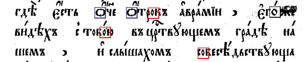 Figure 7: Note the use of three forms of the le er O the typical Cyrillic Small Le er O (boxed in black), the