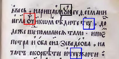 5.9 Small Letter Monograph Uk Variant In Synodal Church Slavonic, the orthography has been standardized and the digraph у always occurs in the beginning of words while the monograph form ꙋ occurs in