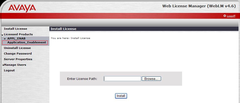 On the Install License page, select License Products