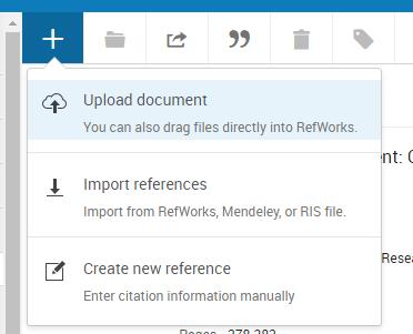 Adding References You can add a reference manually if you cannot import it automatically. 1 Select Add a reference from the menu bar.