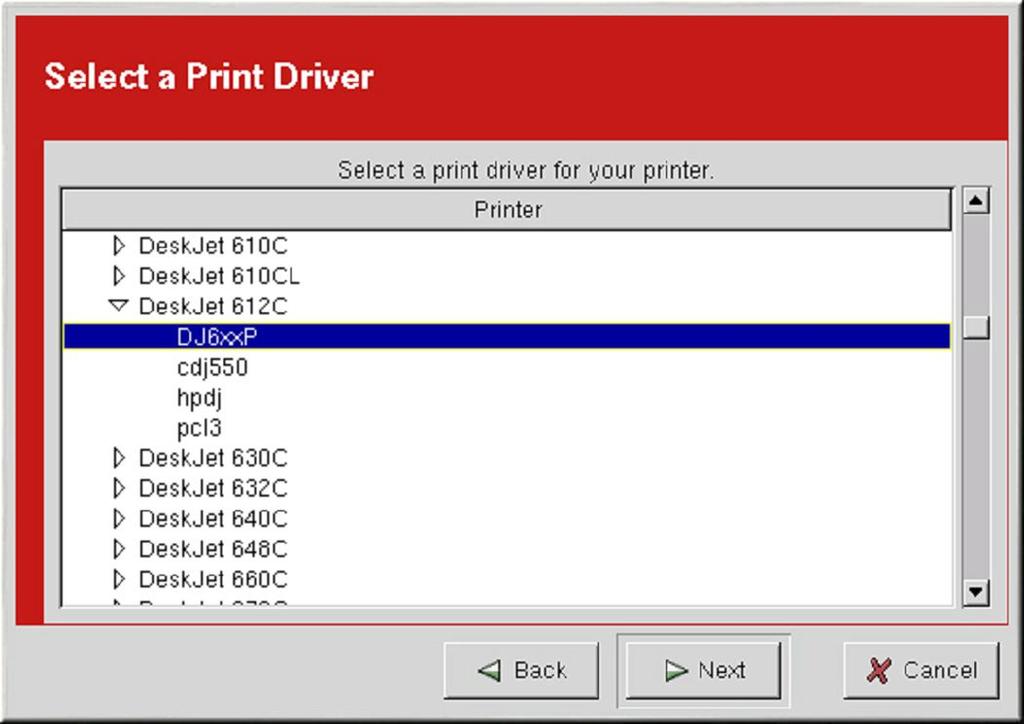 Printconf attempts to detect your printer device and display it as shown below. A printer device attached to the parallel port is usually referred to as /dev/lp0.