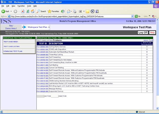 Figure 2.5.2a Select WTP test cases, cont d The Feature test cases are displayed as Inactive.