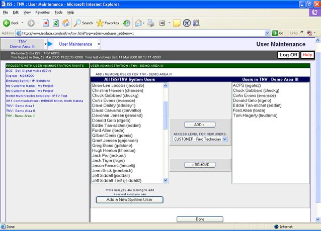 Figure 3.2.1 User management workspace Once a user ID has been accepted, a form will open to enter the user s data. Enter user name, company name, email, initial password etc.