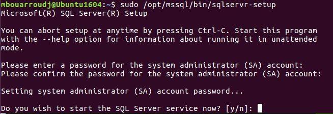run with SQL authentication mode only) $ sudo