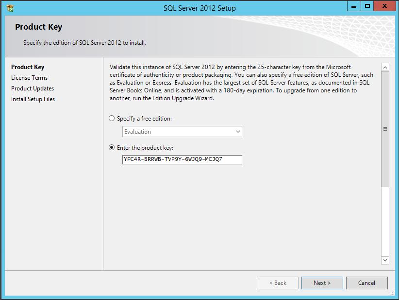 4. Product Key: For DataSelf BI MS SQL licenses: The Product key will be already filled in.
