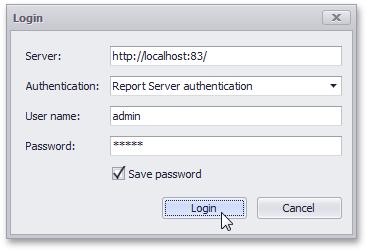 27 To access the Report Designer, specify your user credentials in the invoked