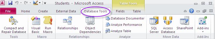 repair database Table Tools Fields views, insert,