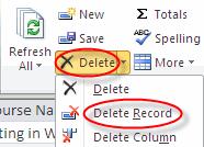 Unlike other Office applications however, when working with tables, the Undo function will only undo the actions on one record. You cannot UNDO the deleting of an entire record.