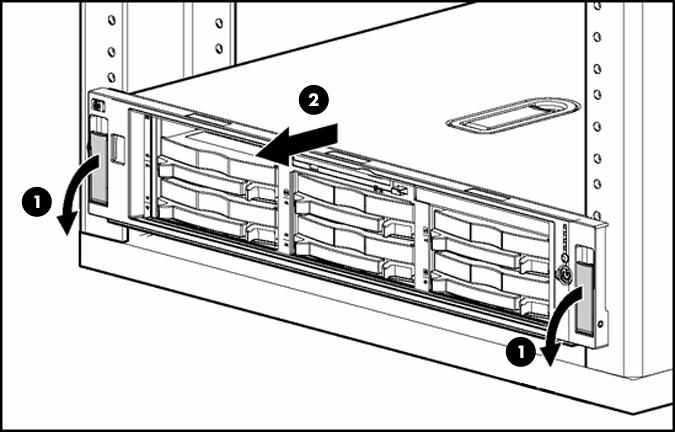 Extend the server from the rack 1. Pull down the quick release levers on each side of the server to release the server from the rack. 2.
