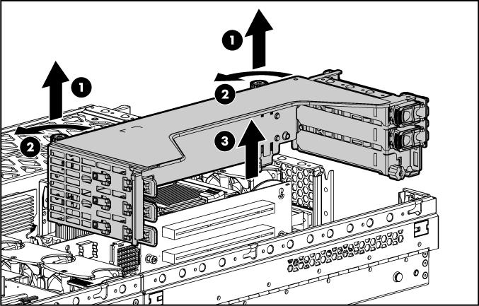 PCI riser cage To remove the component: 1. Power down the server (on page 20). 2. Extend the server from the rack, if applicable ("Extend the server from the rack" on page 19). 3.