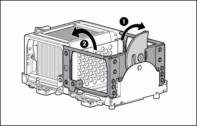 5. Open the processor retaining bracket. CAUTION: To prevent thermal instability and damage to the server, do not separate the processor from the heatsink.